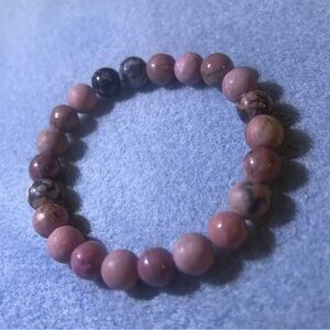 Pink Beaded Bracelet with Elastic Design